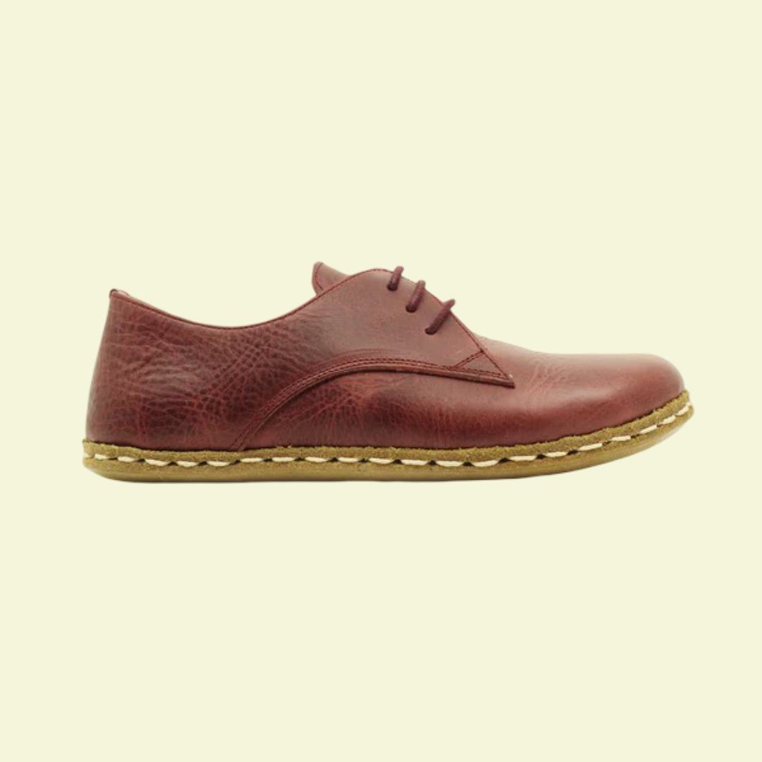 Women Barefoot Burgundy Oxford Shoes
