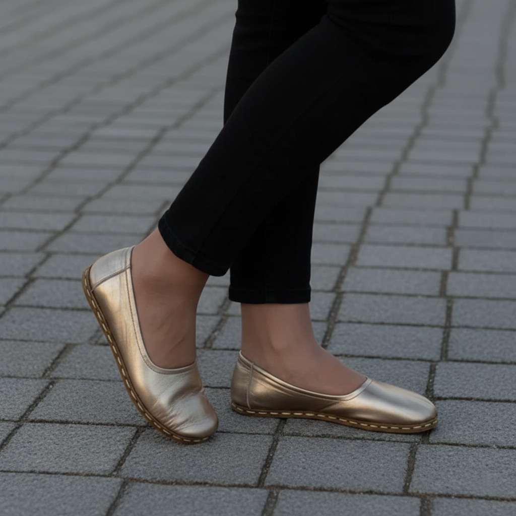 Handmade Women Barefoot Gold Ballet Flats