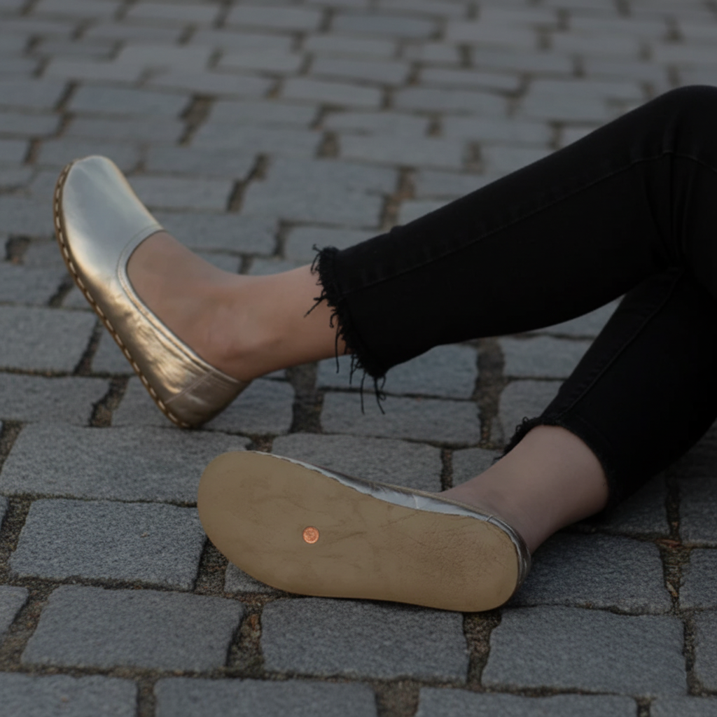 Handmade Women Barefoot Gold Ballet Flats