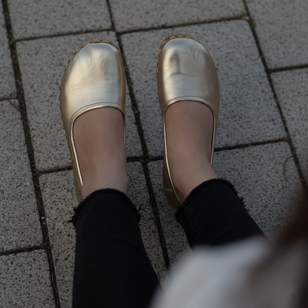 Handmade Women Barefoot Gold Ballet Flats