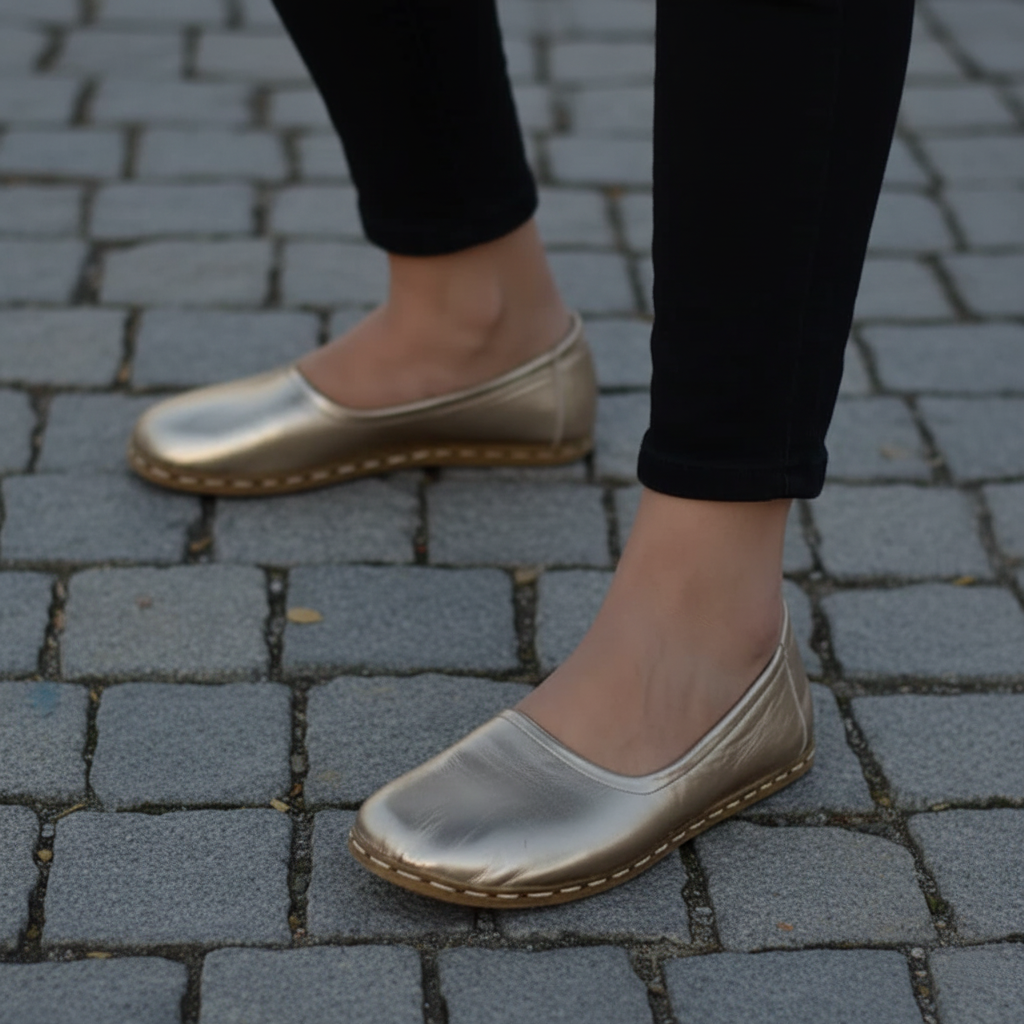 Handmade Women Barefoot Gold Ballet Flats