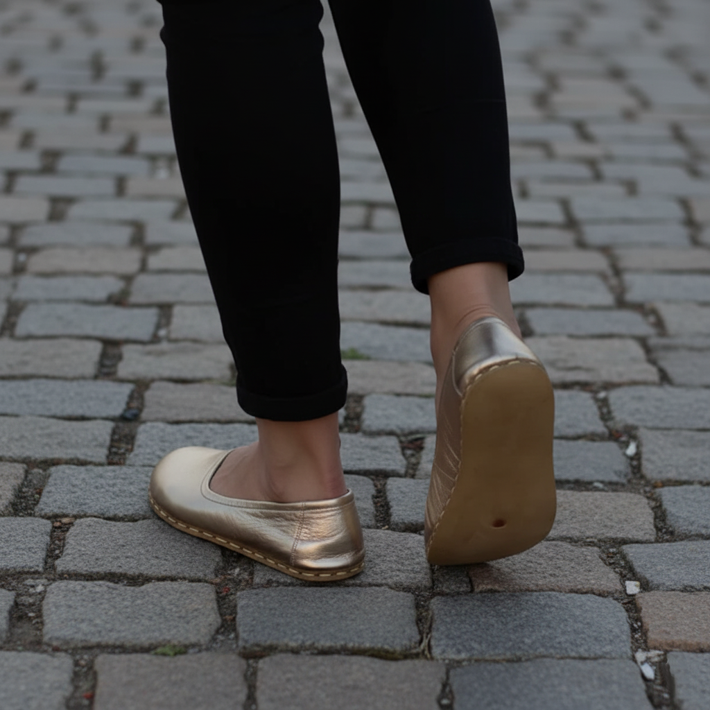 Handmade Women Barefoot Gold Ballet Flats