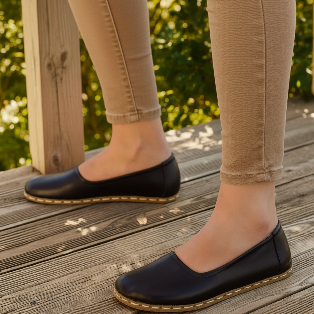 Handmade Women Barefoot Black Ballet Flats