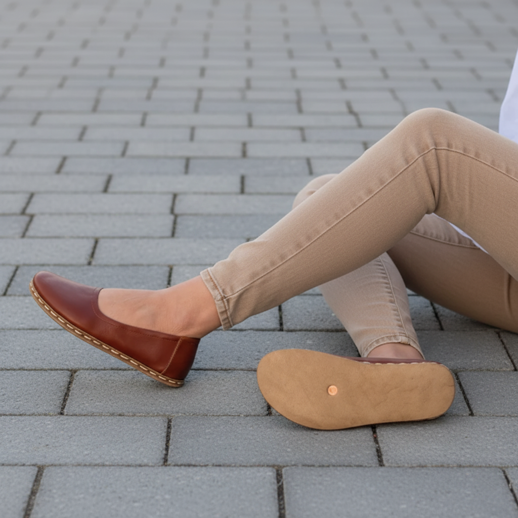 Handmade Women Barefoot Classic Brown Ballet Flats