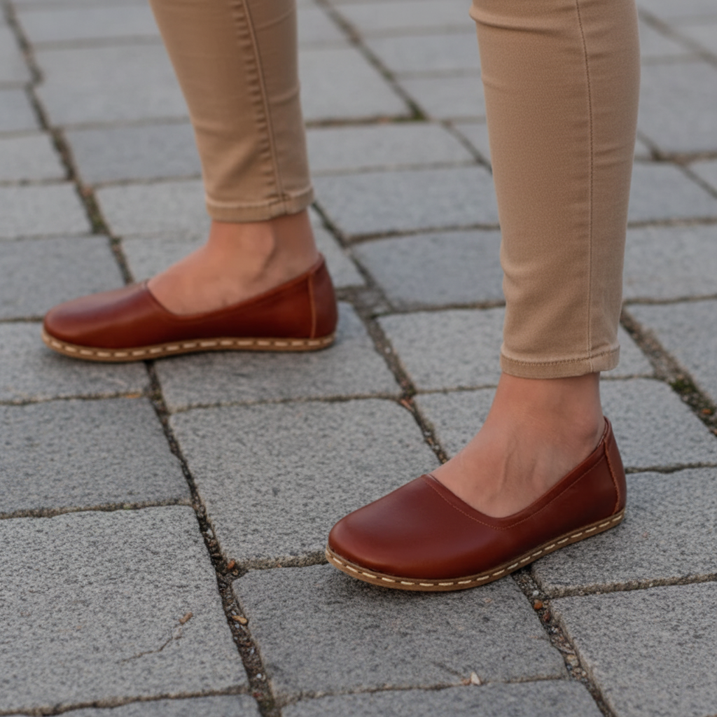 Handmade Women Barefoot Classic Brown Ballet Flats