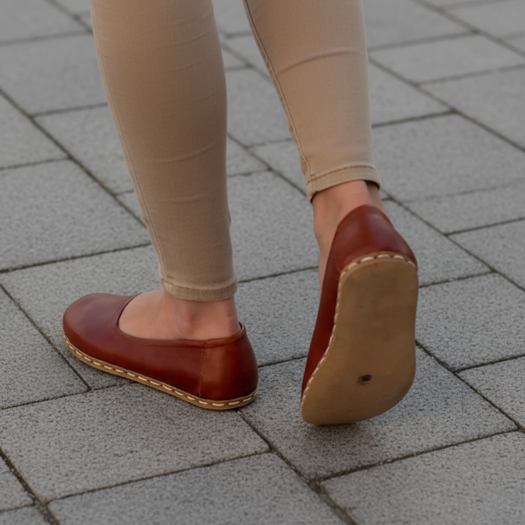 Handmade Women Barefoot Classic Brown Ballet Flats