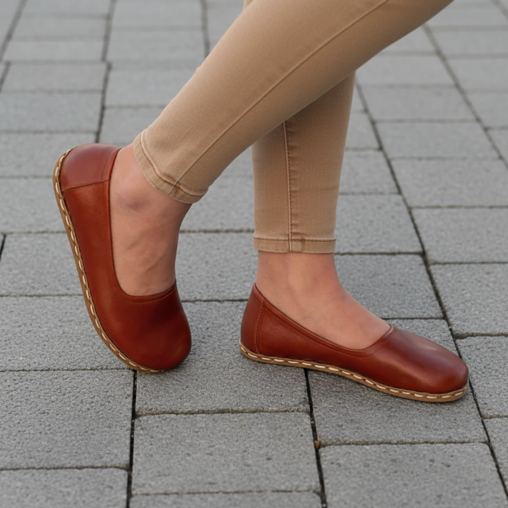 Handmade Women Barefoot Classic Brown Ballet Flats