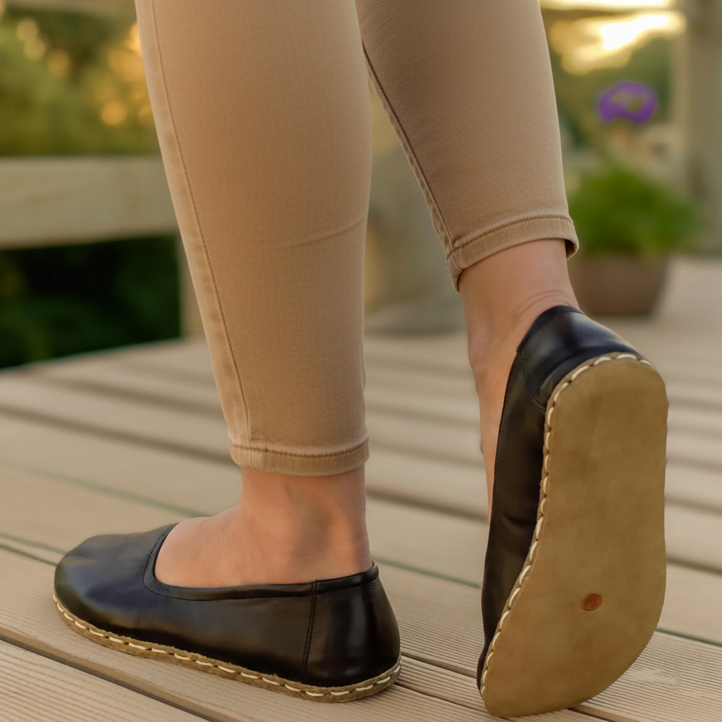 Handmade Women Barefoot Black Ballet Flats