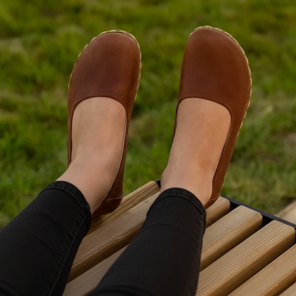 Handmade Women Barefoot Brown Ballet Flats