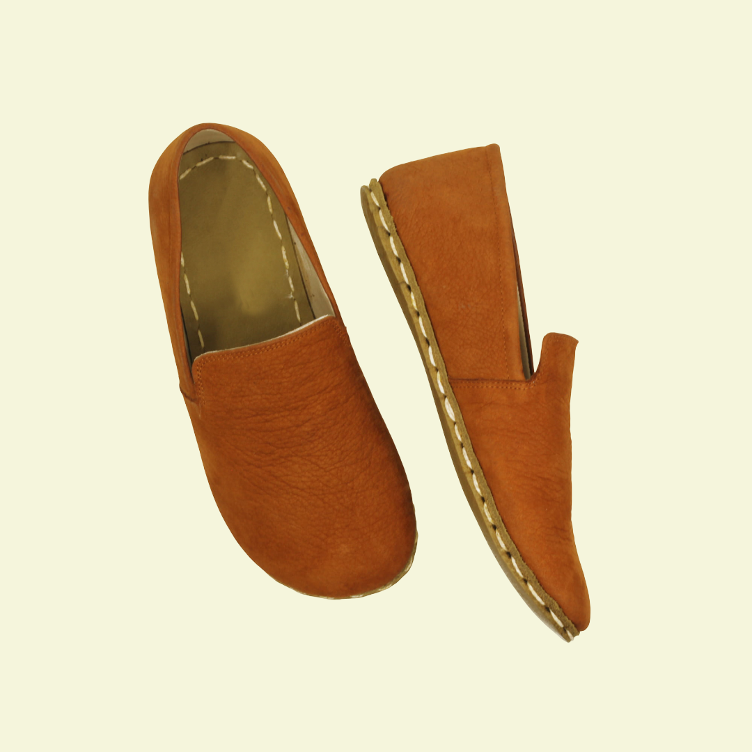 Women Barefoot Nubuck Orange Loafers