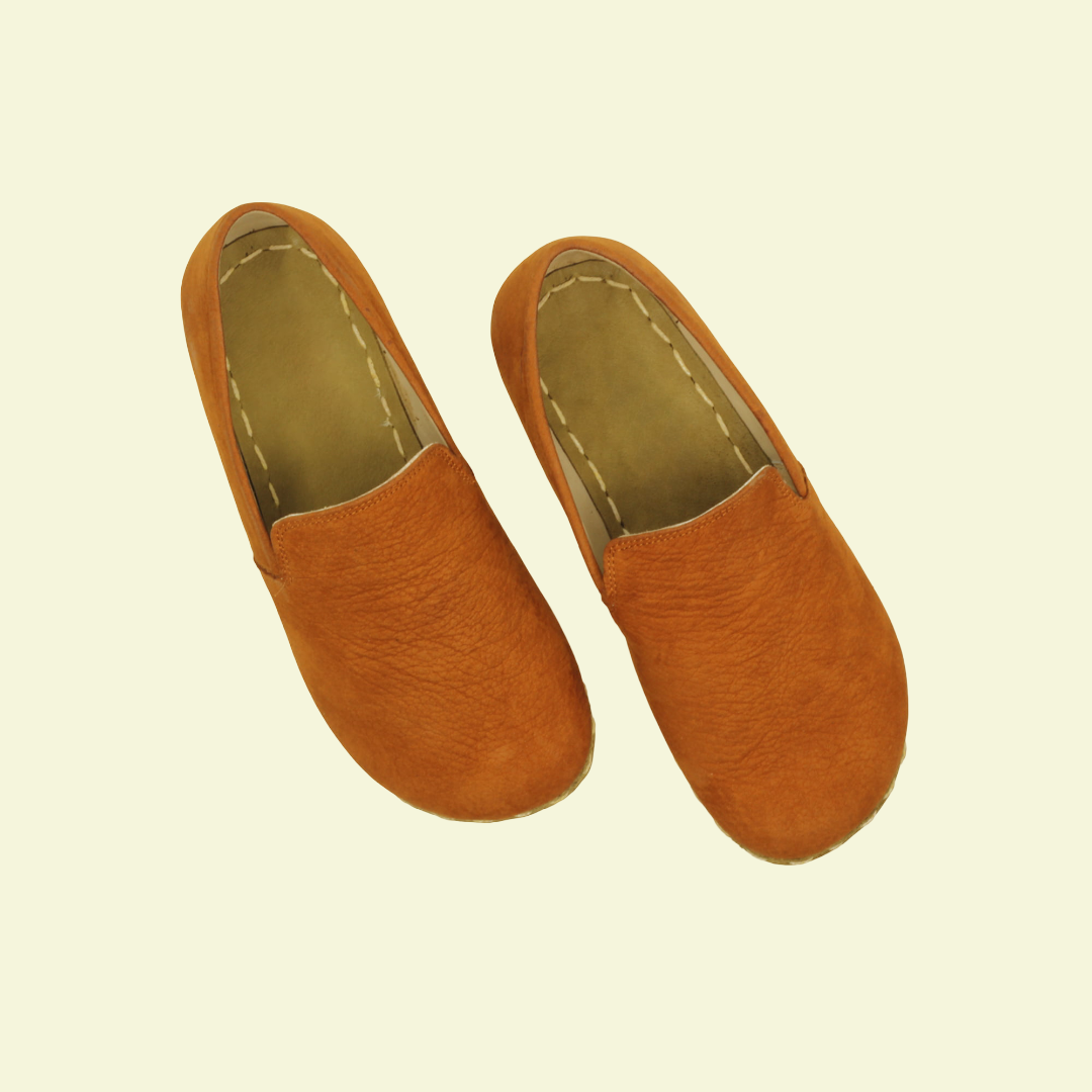 Women Barefoot Nubuck Orange Loafers