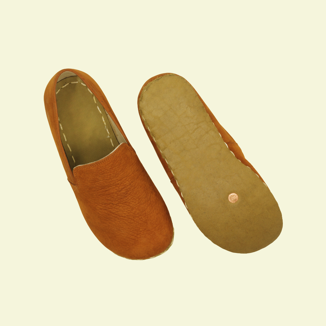 Women Barefoot Nubuck Orange Loafers