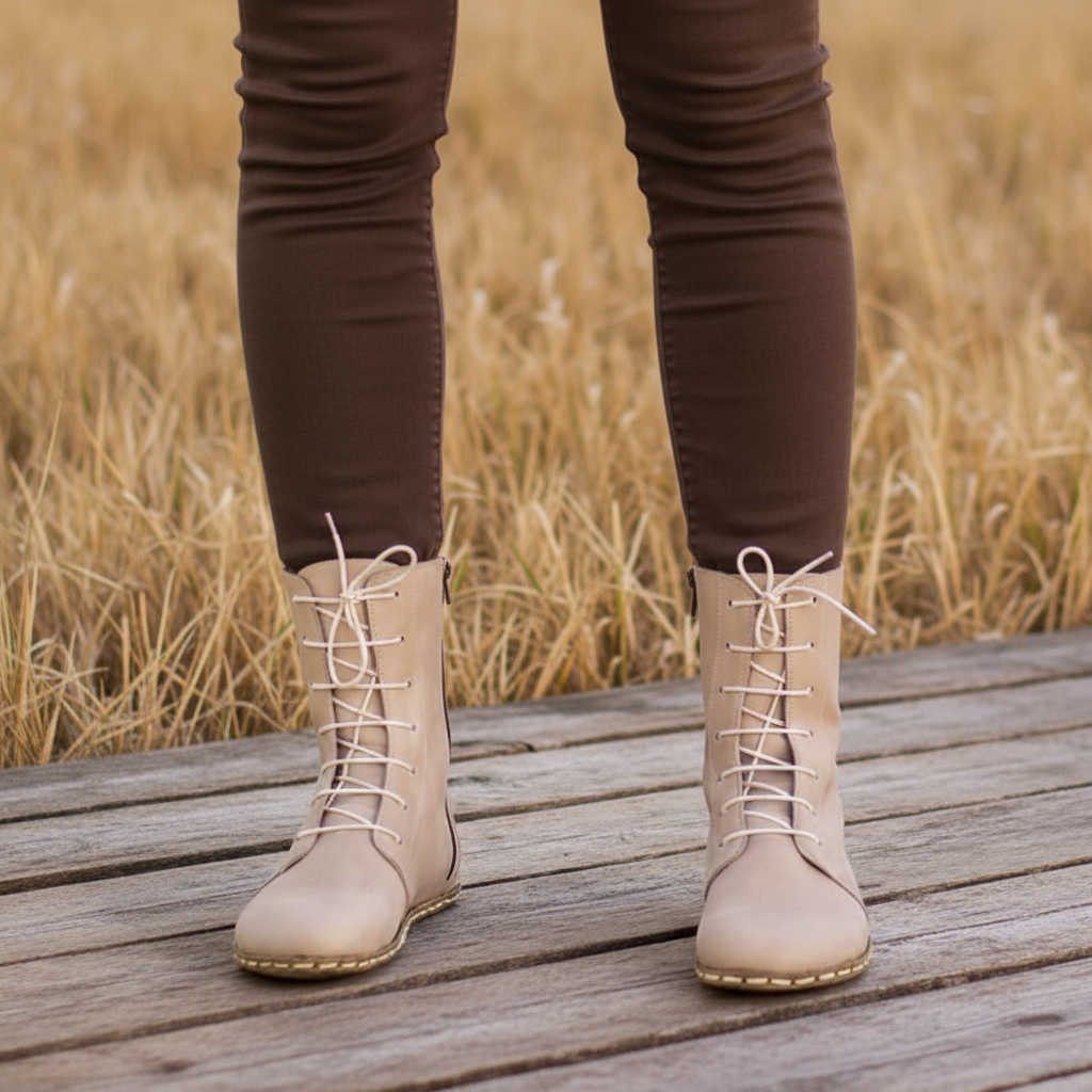 Barefoot Beige Ankle Boots Women