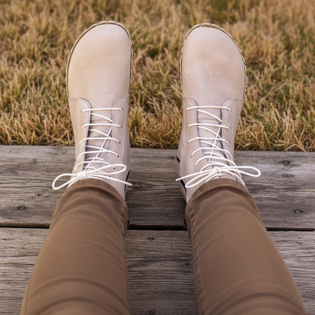 Barefoot Beige Ankle Boots Women