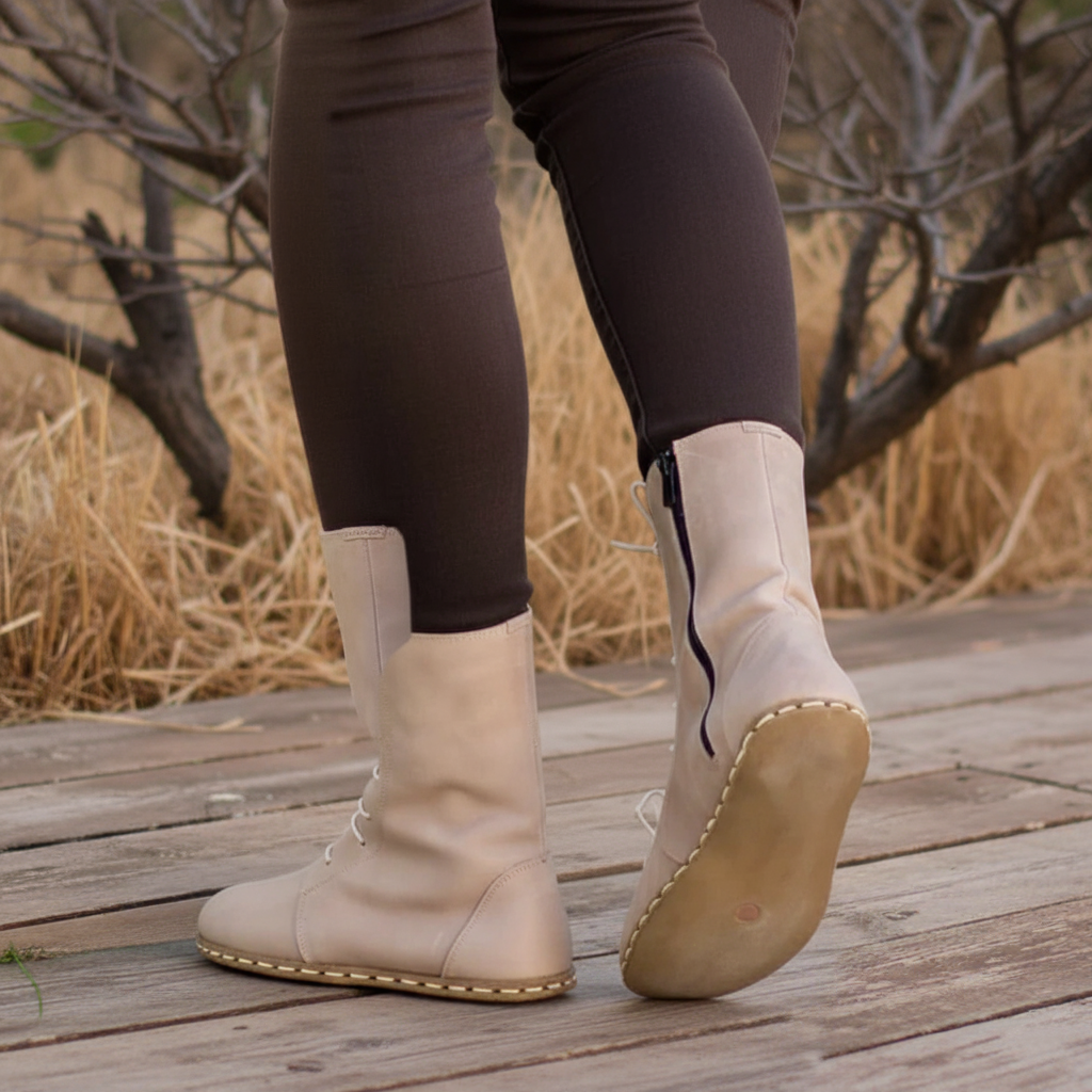 Barefoot Beige Ankle Boots Women