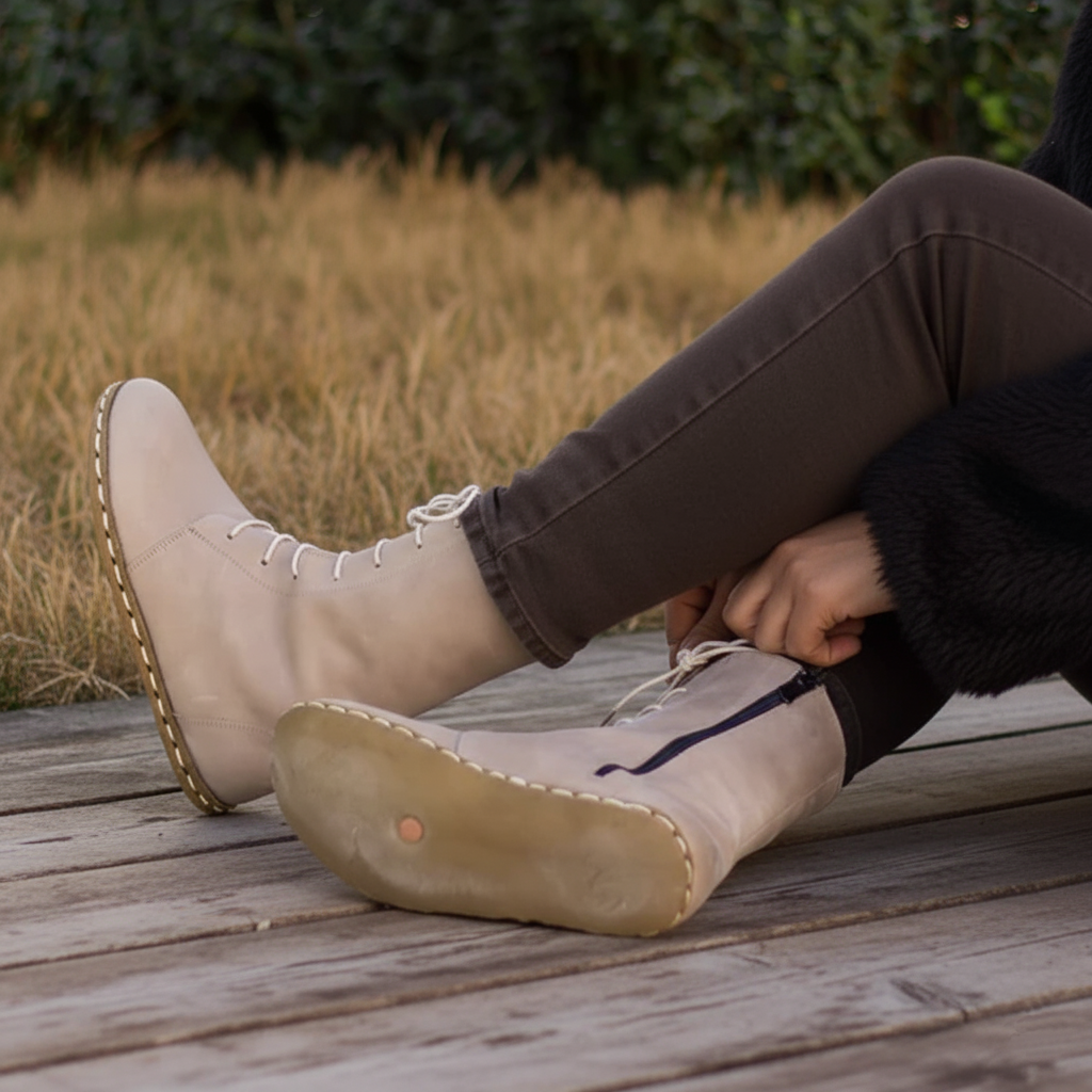 Barefoot Beige Ankle Boots Women