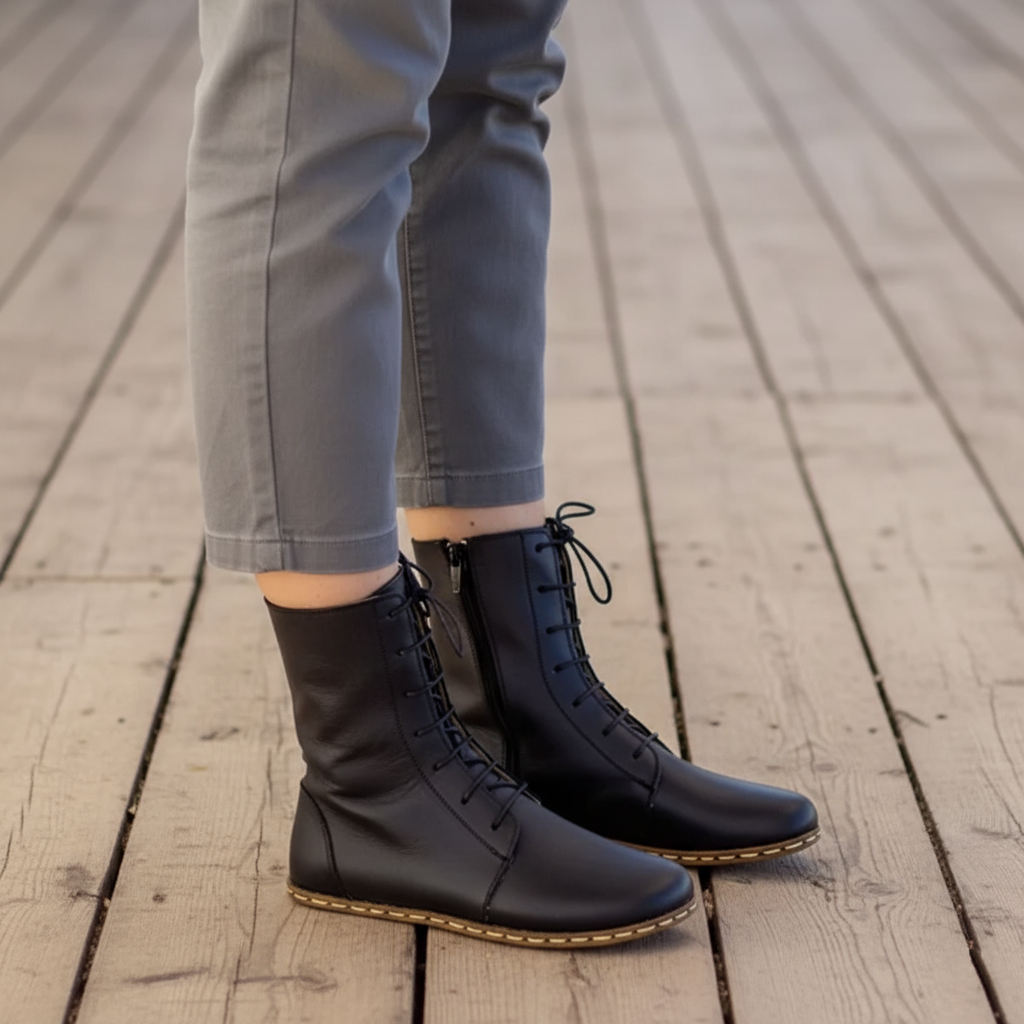 Barefoot Black Ankle Boots Women