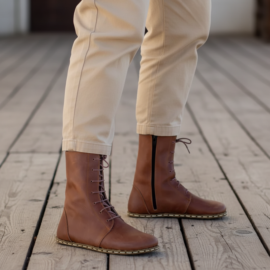 Barefoot Brown Ankle Boots Women