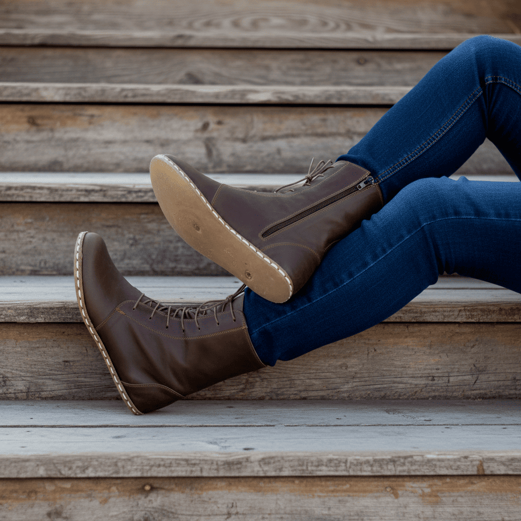 Barefoot Coffee Brown Ankle Boots Men