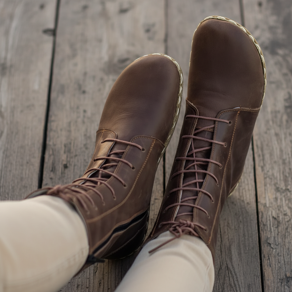 Barefoot Coffee Brown Ankle Boots Women