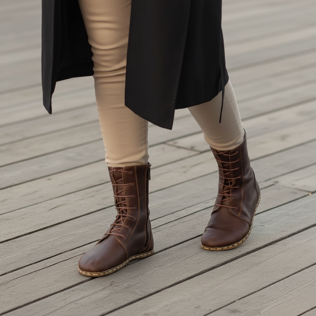 Barefoot Coffee Brown Ankle Boots Women