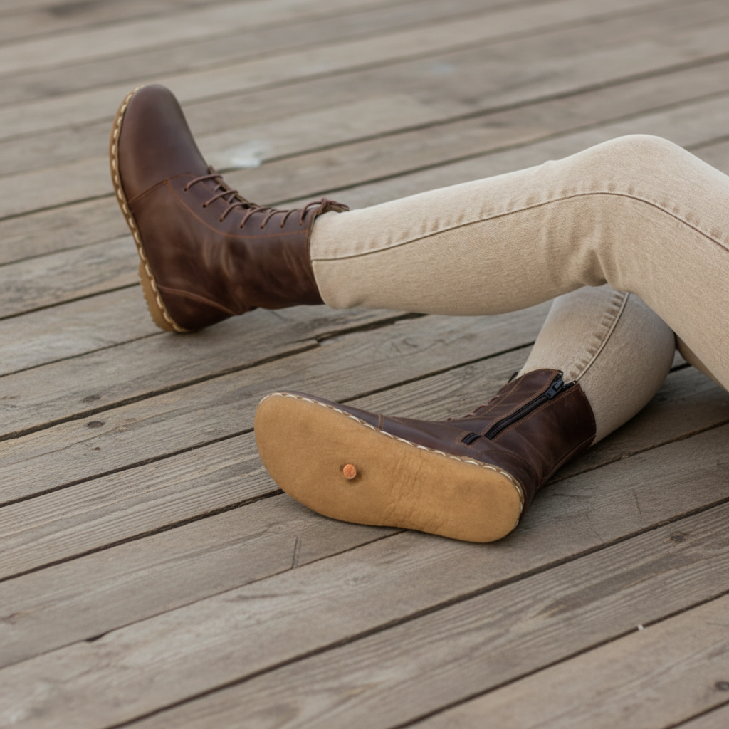 Barefoot Coffee Brown Ankle Boots Women