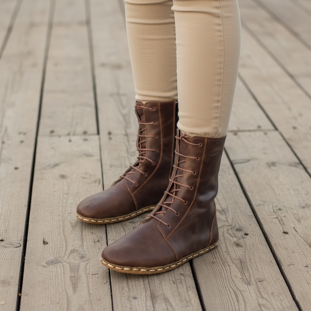 Barefoot Coffee Brown Ankle Boots Women