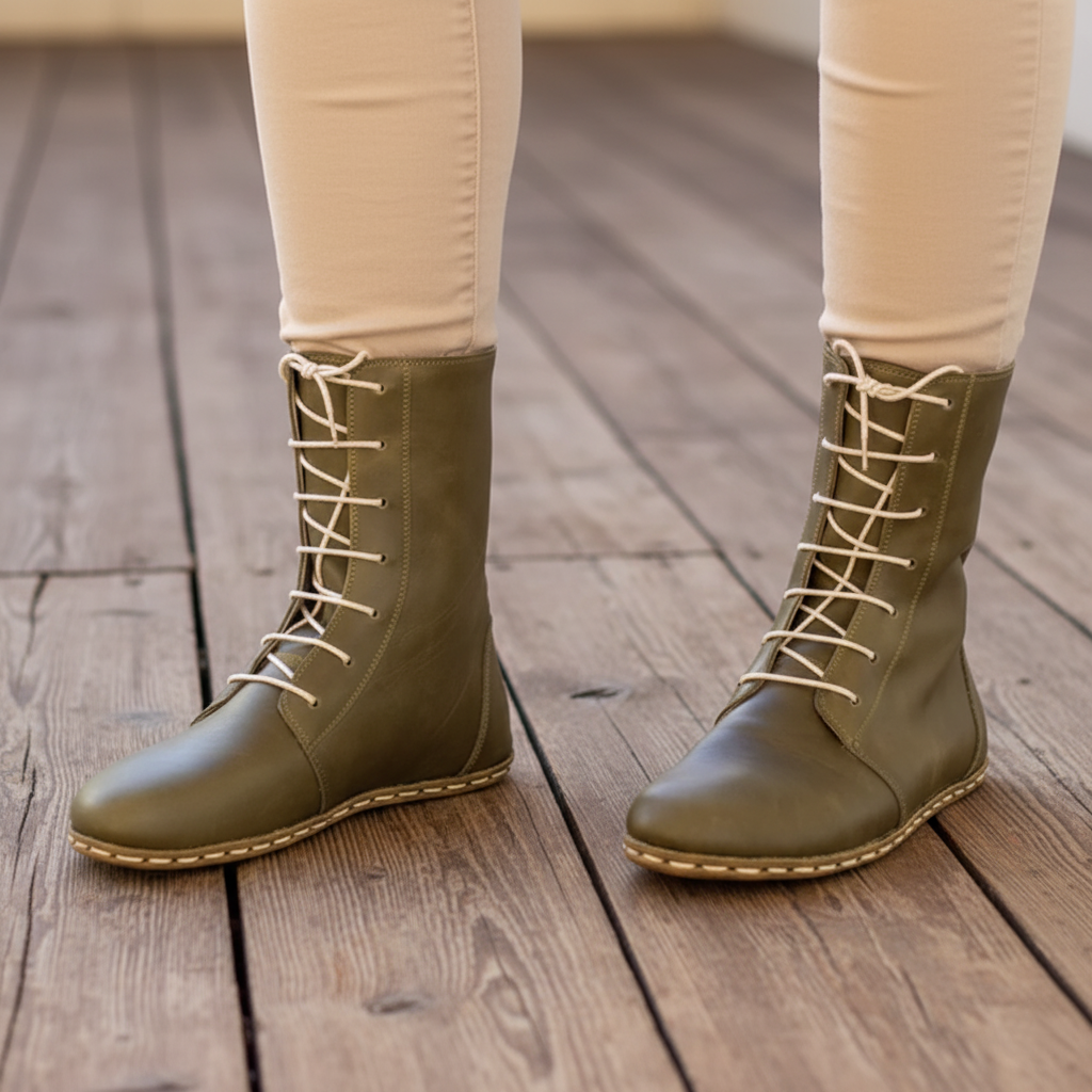 Barefoot Green Ankle Boots Women