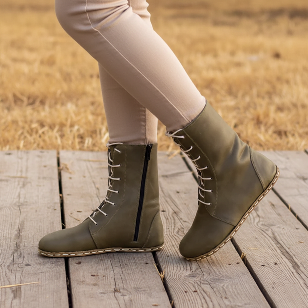 Barefoot Green Ankle Boots Women