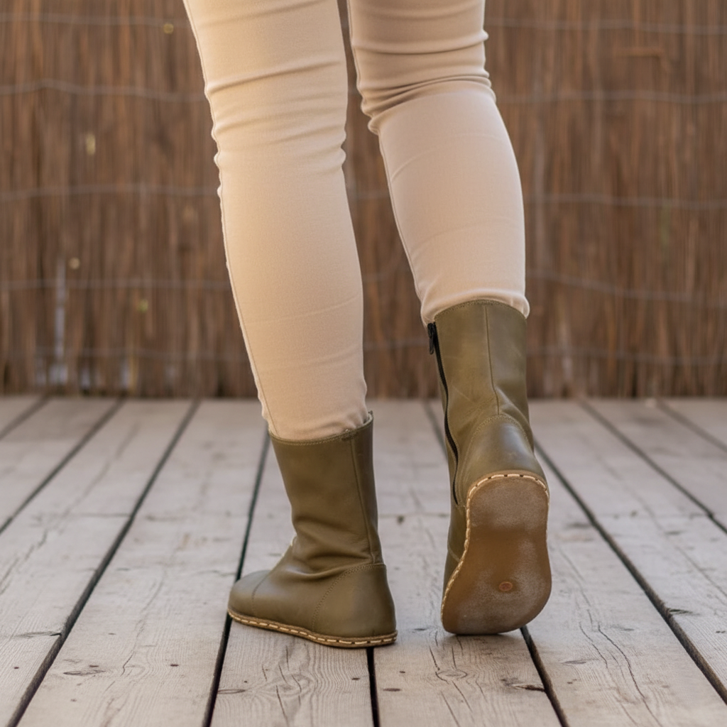 Barefoot Green Ankle Boots Women