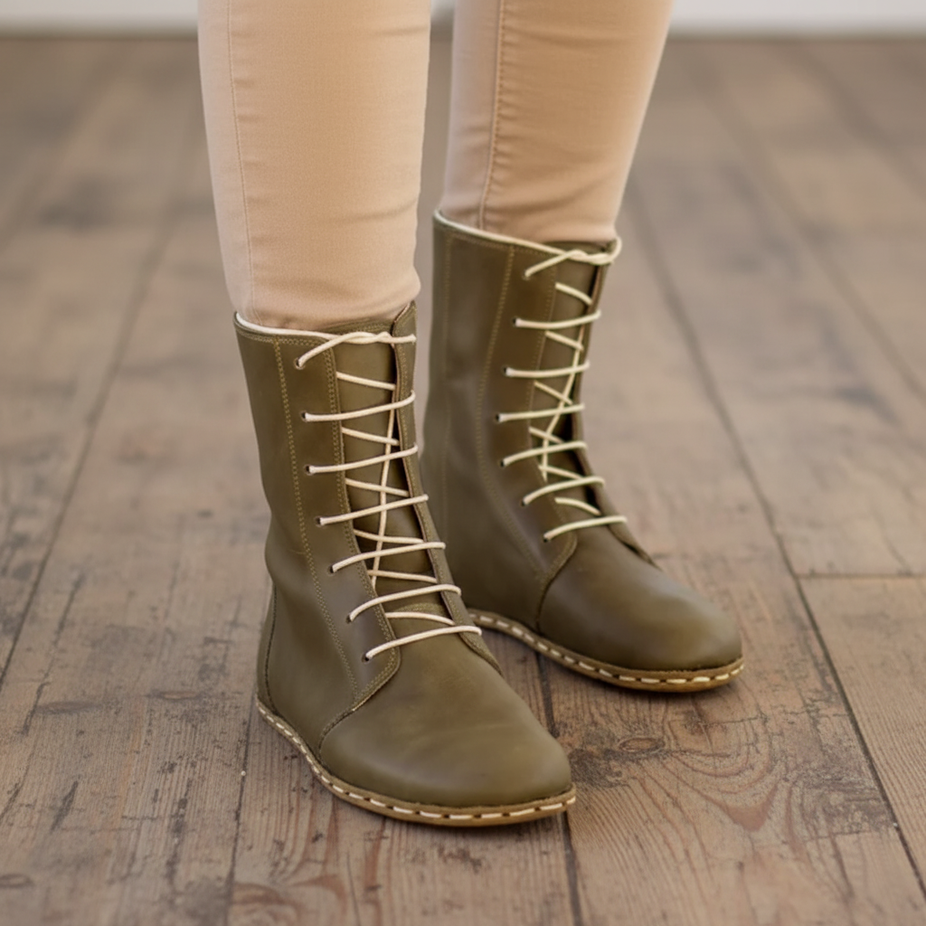 Barefoot Green Ankle Boots Women
