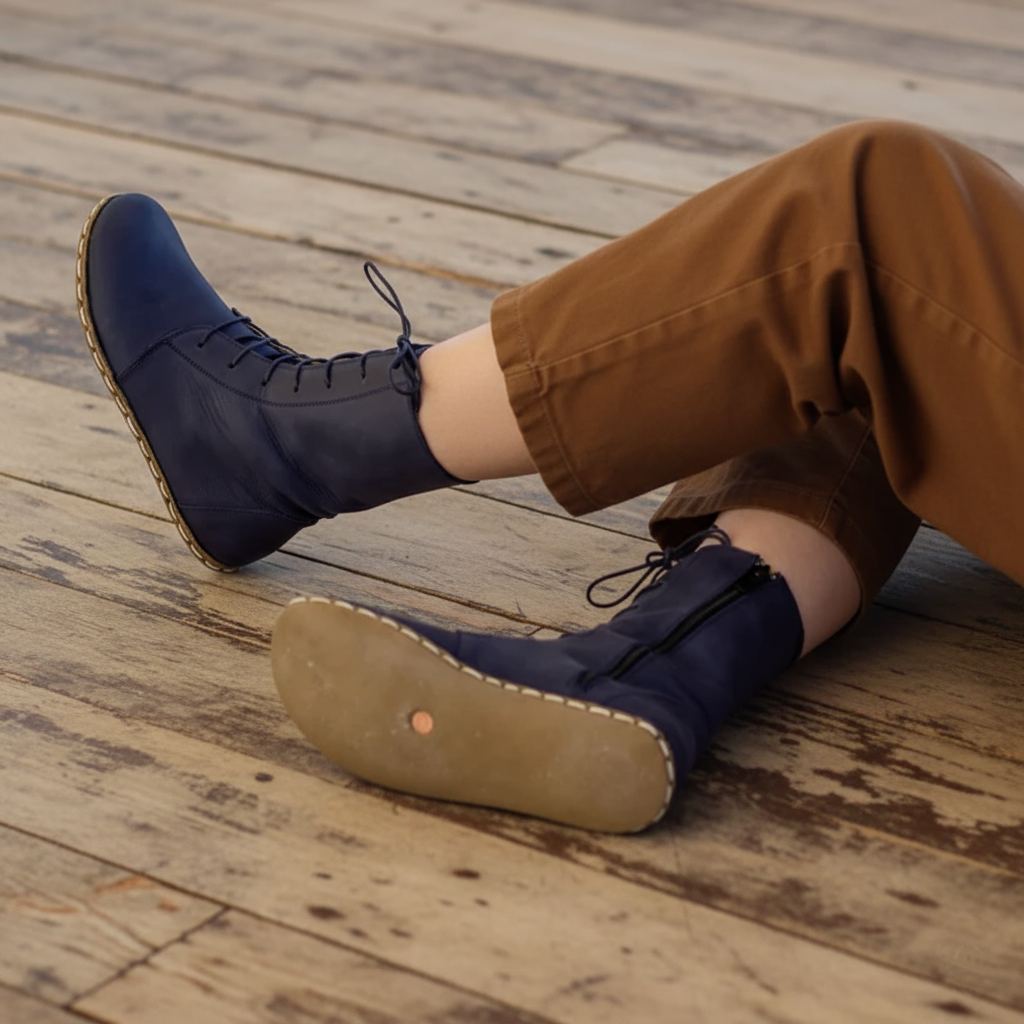 Barefoot Navy Blue Ankle Boots Women