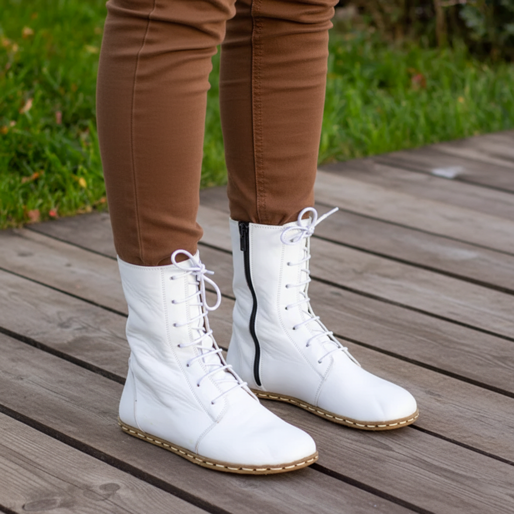 Barefoot White Ankle Boots Women
