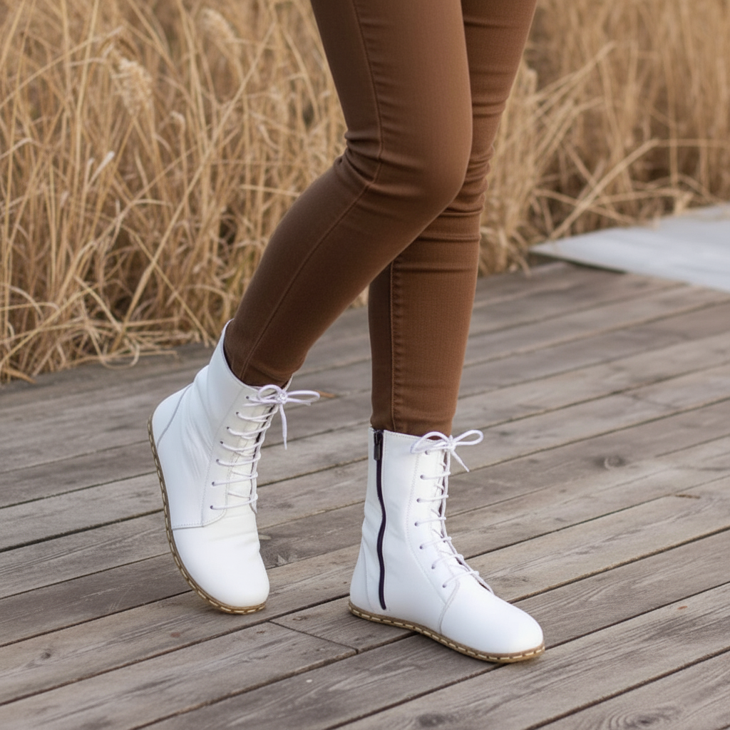 Barefoot White Ankle Boots Women
