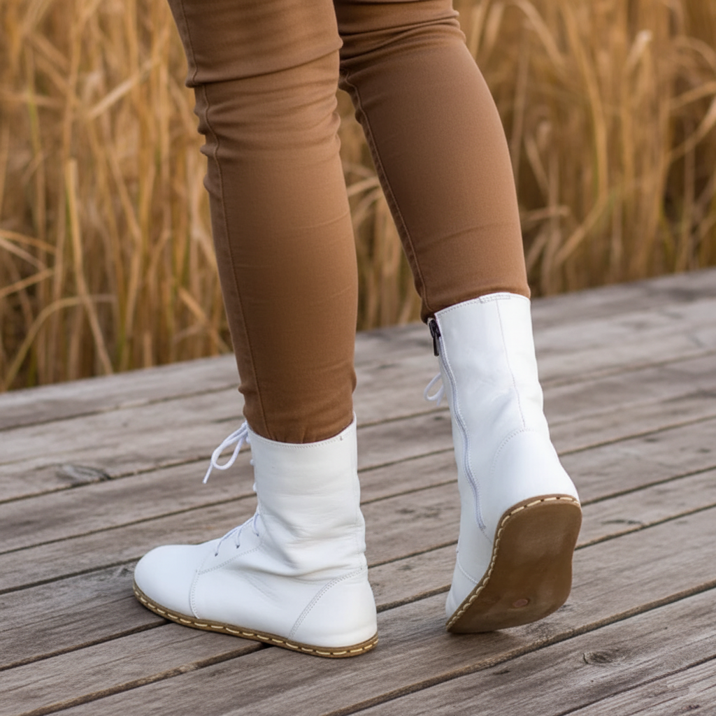 Barefoot White Ankle Boots Women