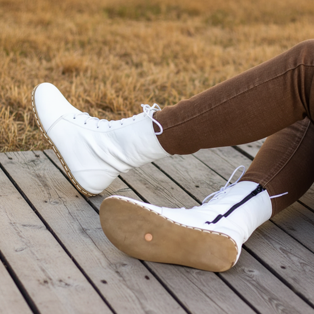 Barefoot White Ankle Boots Women