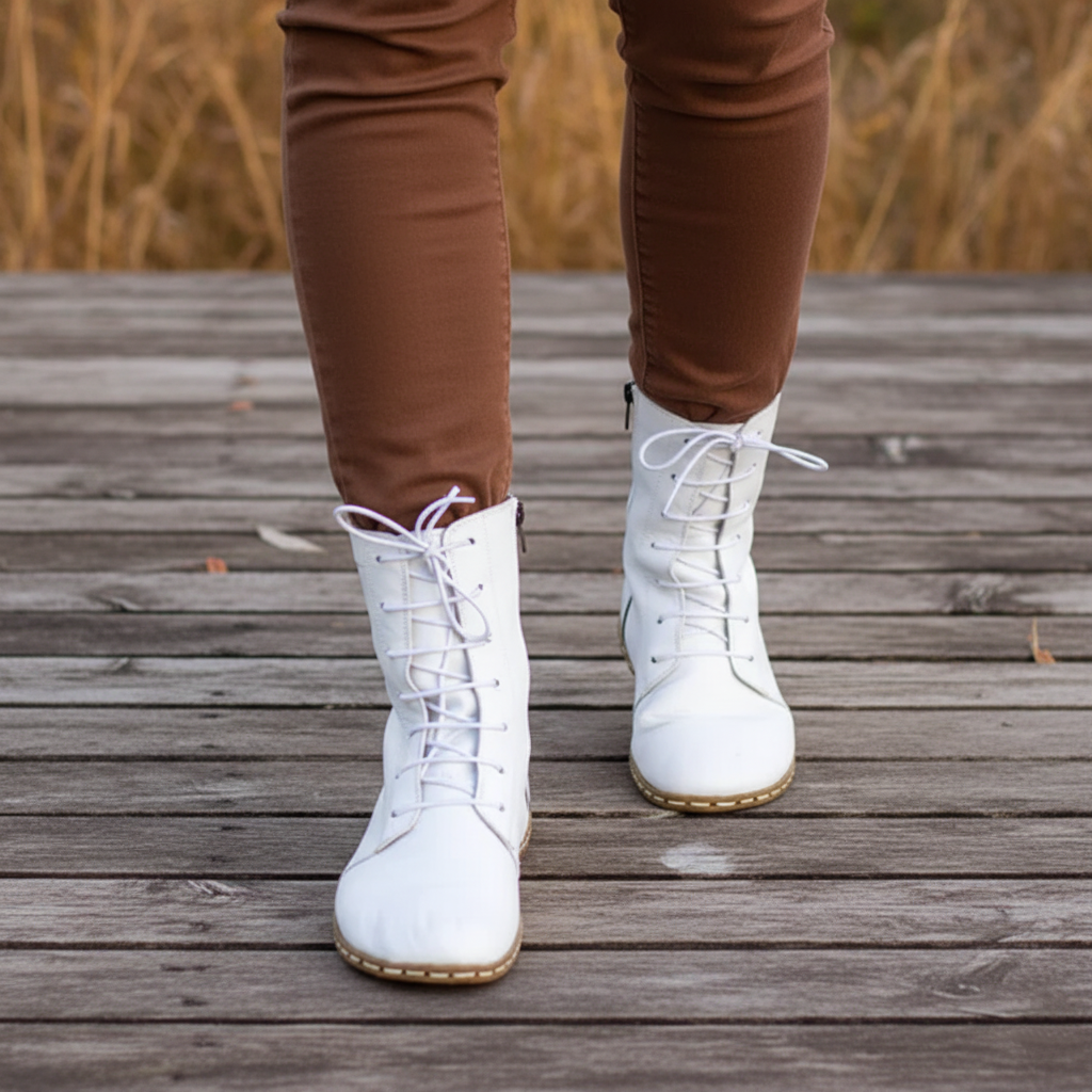 Barefoot White Ankle Boots Women