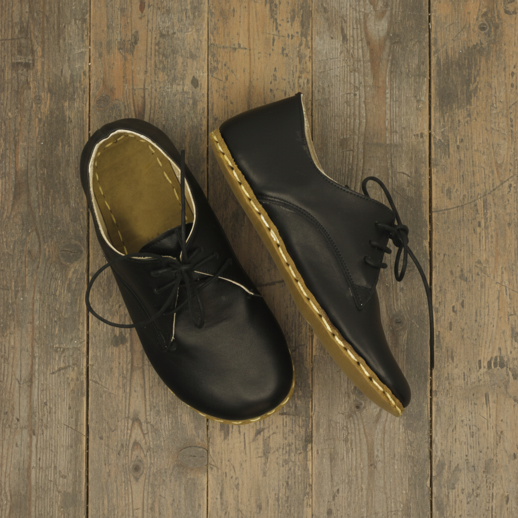 Black Barefoot Oxford Shoes Men