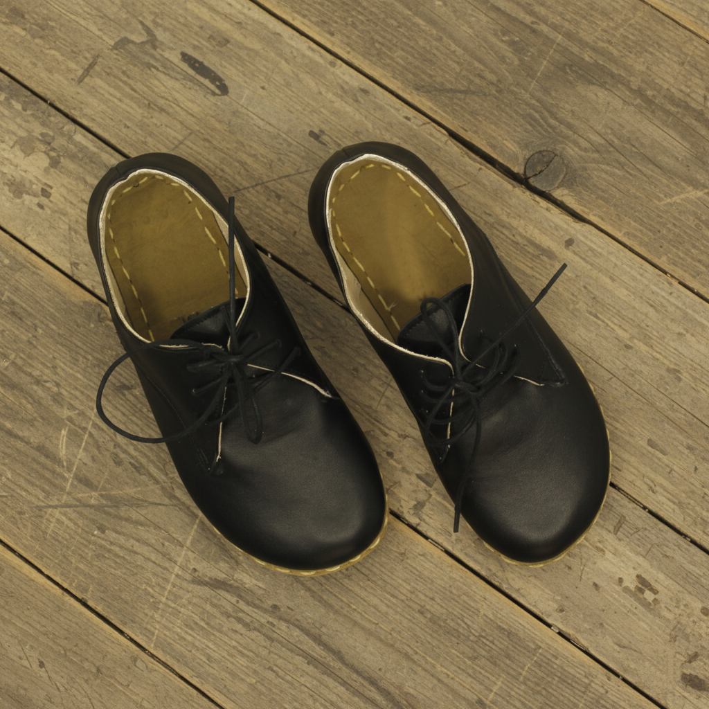 Black Barefoot Oxford Shoes Men