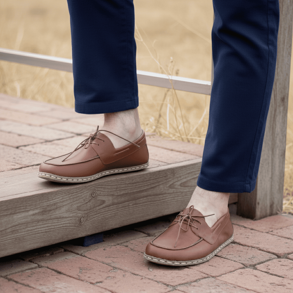 Brown Barefoot Boat Shoes Men