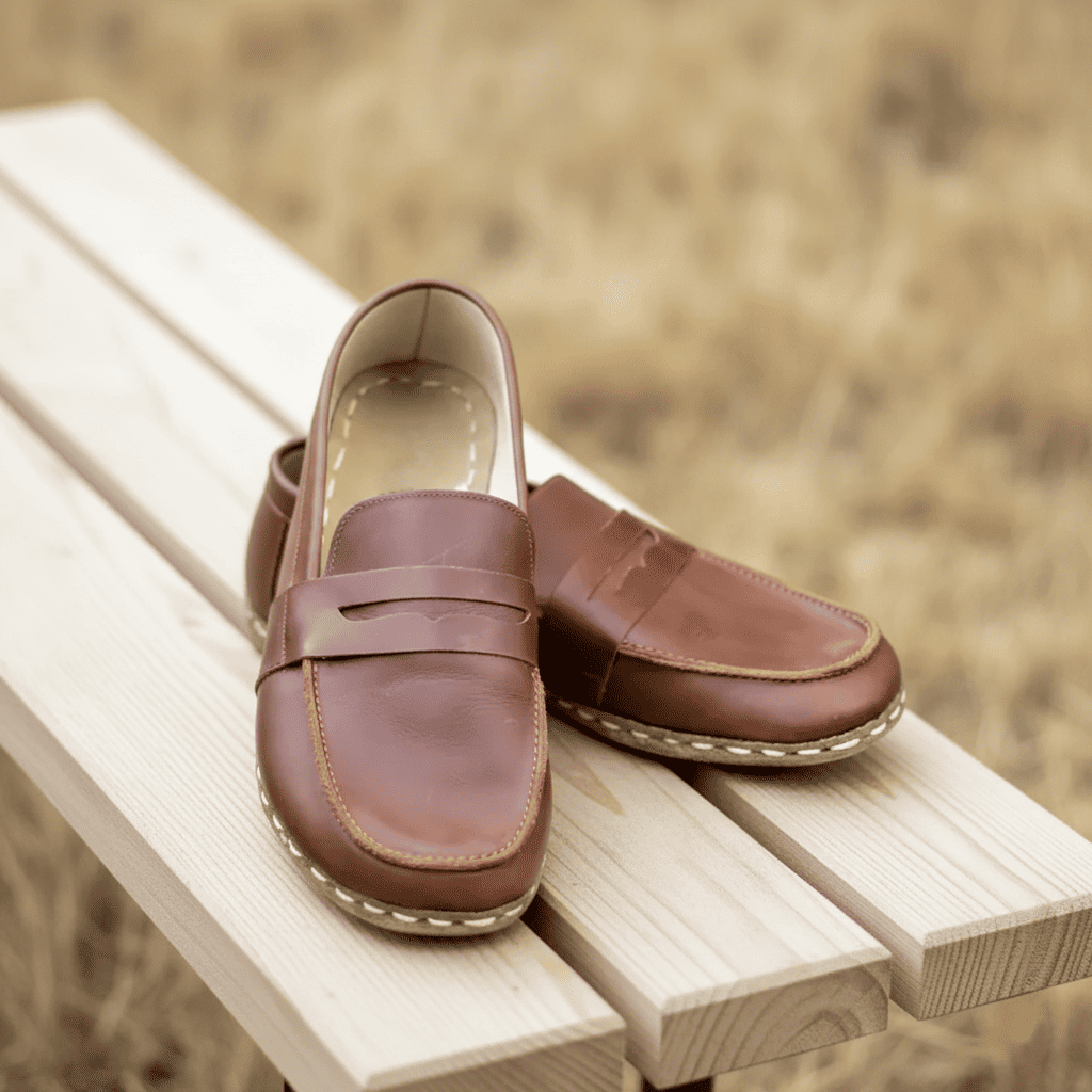 Brown Barefoot Penny Loafers Men