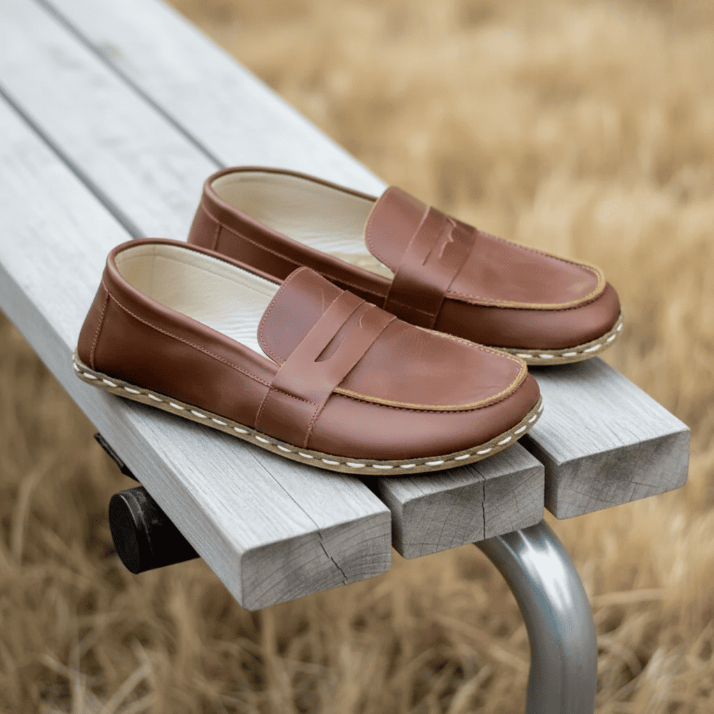 Brown Barefoot Penny Loafers Men