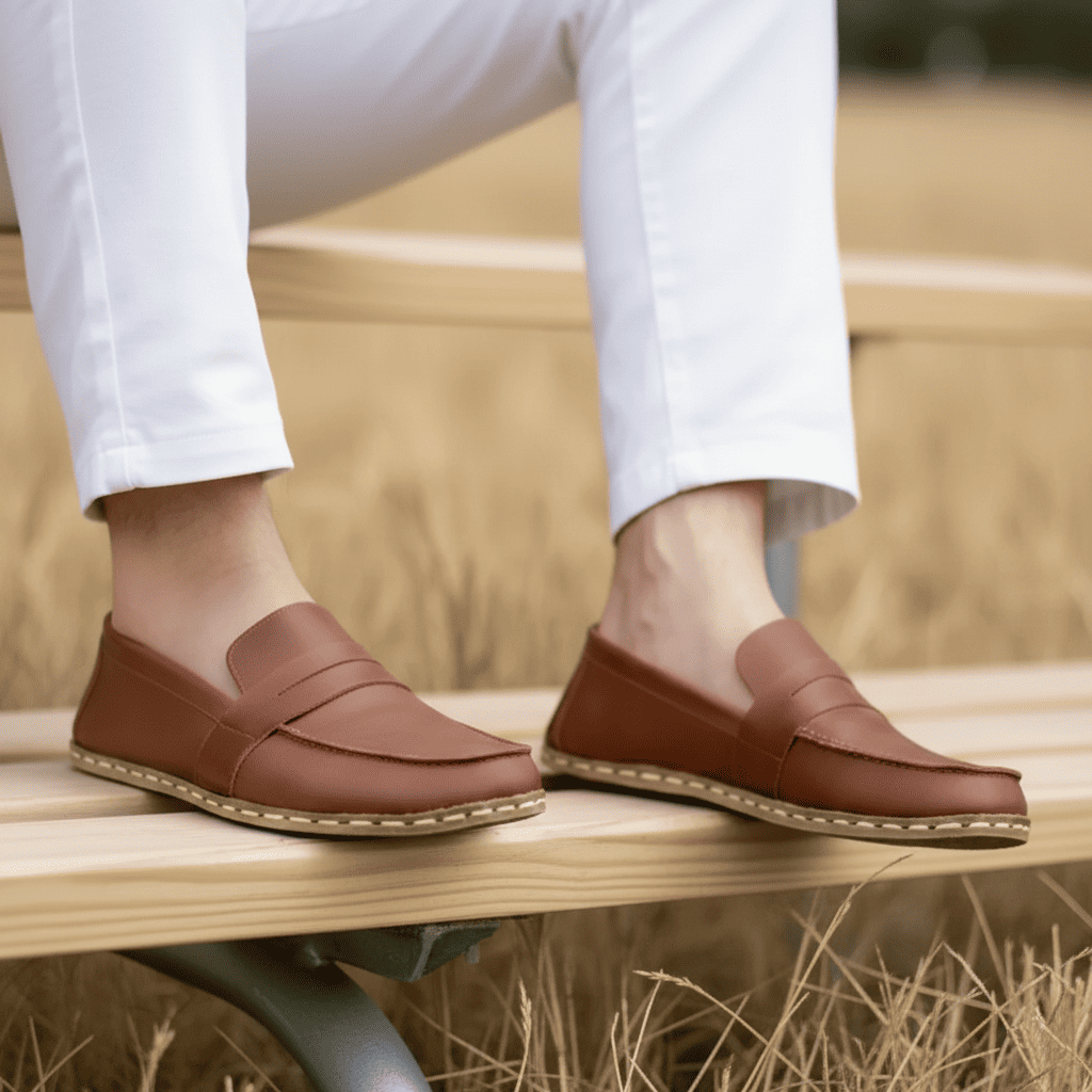 Brown Barefoot Penny Loafers Men