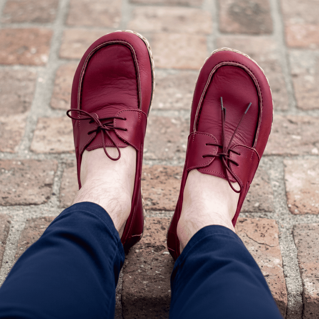 Burgundy Barefoot Boat Shoes Men
