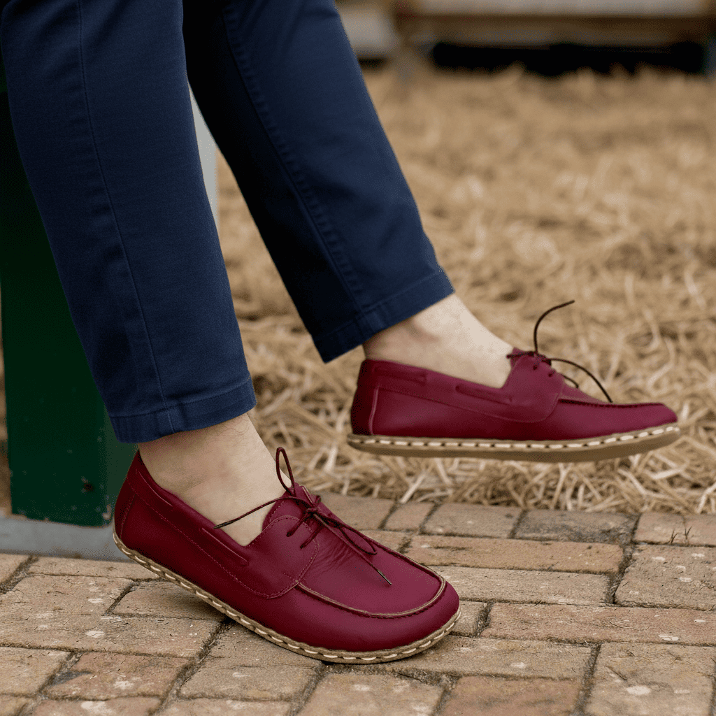 Burgundy Barefoot Boat Shoes Men