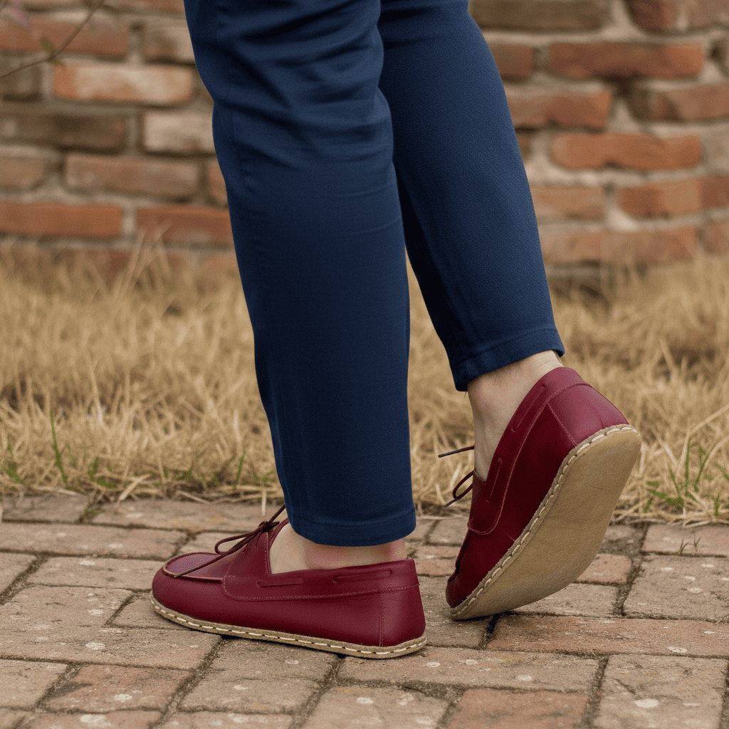 Burgundy Barefoot Boat Shoes Men
