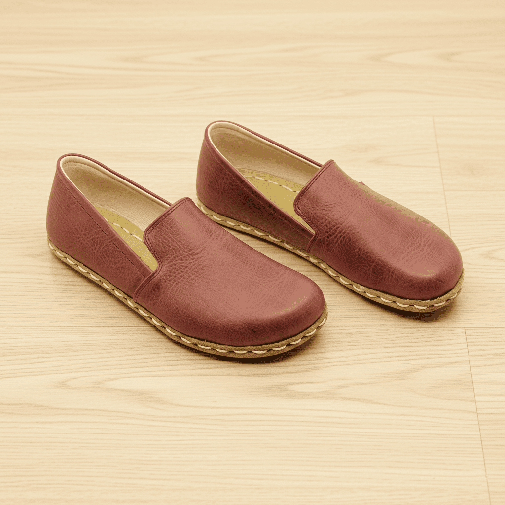 Burgundy Barefoot Loafers Men