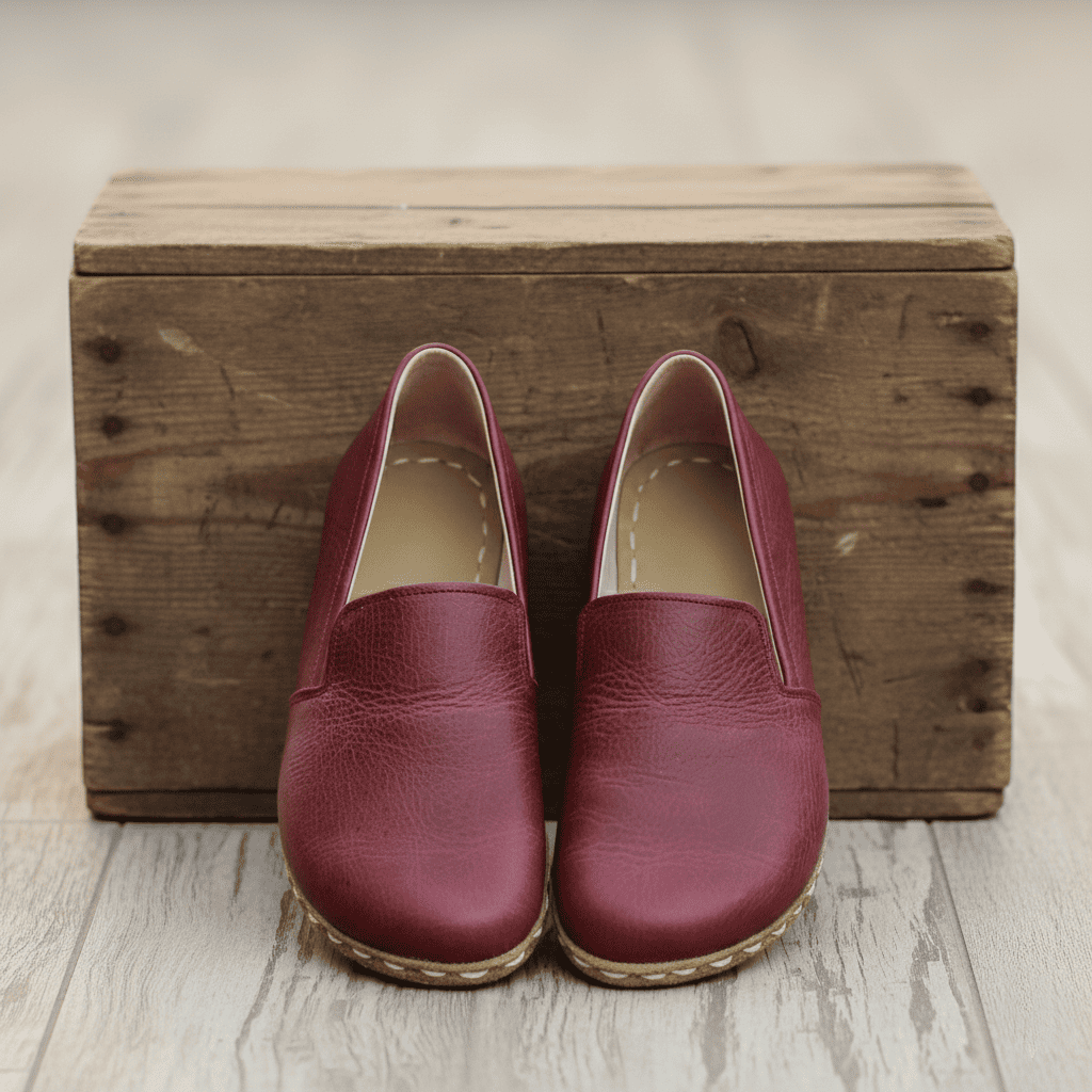 Burgundy Barefoot Loafers Men