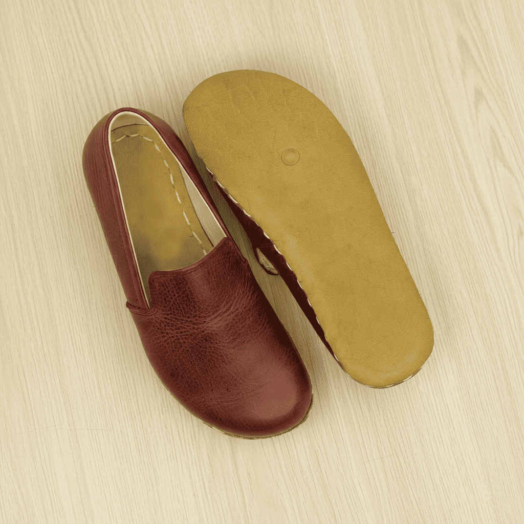 Burgundy Barefoot Loafers Men