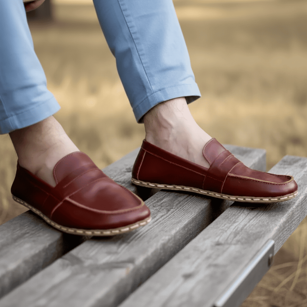 Classic Brown Barefoot Penny Loafers Men
